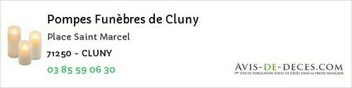 Avis de décès - La Loyère - Pompes Funèbres de Cluny