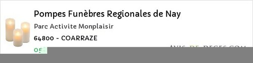 Avis de décès - Labastide-Villefranche - Pompes Funèbres Regionales de Nay