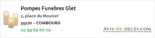 Avis de décès - Combourg - Pompes Funebres Glet
