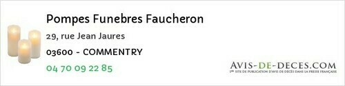 Avis de décès - Saint-Léopardin-D'augy - Pompes Funebres Faucheron