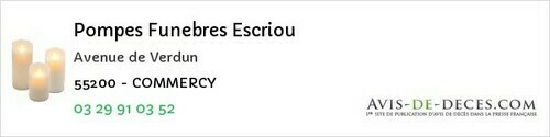 Avis de décès - Warcq - Pompes Funebres Escriou