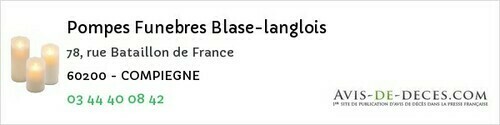 Avis de décès - Rouvillers - Pompes Funebres Blase-langlois