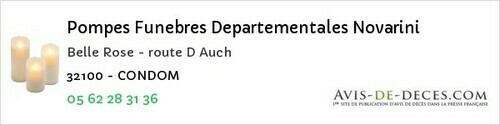 Avis de décès - Cazaubon - Pompes Funebres Departementales Novarini