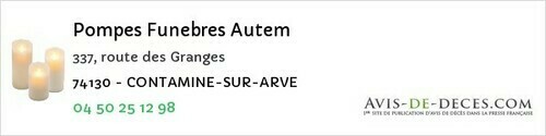 Avis de décès - Châtillon-sur-Cluses - Pompes Funebres Autem