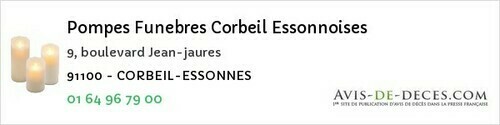 Avis de décès - Brunoy - Pompes Funebres Corbeil Essonnoises