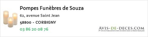 Avis de décès - Saint-Malo-En-Donziois - Pompes Funèbres de Souza