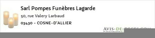 Avis de décès - Cesset - Sarl Pompes Funèbres Lagarde