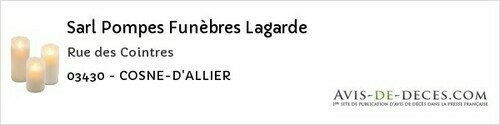 Avis de décès - Saint-Menoux - Sarl Pompes Funèbres Lagarde