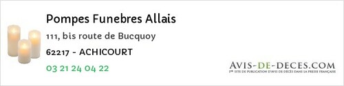 Avis de décès - Haillicourt - Pompes Funebres Allais