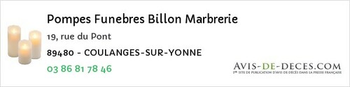 Avis de décès - Bonnard - Pompes Funebres Billon Marbrerie
