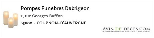 Avis de décès - Saint-Georges-Sur-Allier - Pompes Funebres Dabrigeon