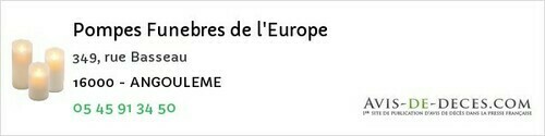 Avis de décès - Genté - Pompes Funebres de l'Europe