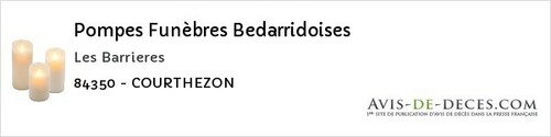 Avis de décès - Beaumont-du-Ventoux - Pompes Funèbres Bedarridoises