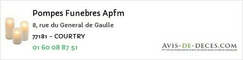 Avis de décès - Villeparisis - Pompes Funebres Apfm