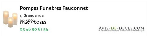 Avis de décès - Angoulins - Pompes Funebres Fauconnet