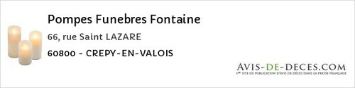Avis de décès - Brenouille - Pompes Funebres Fontaine