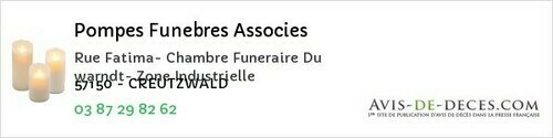 Avis de décès - Gandrange - Pompes Funebres Associes