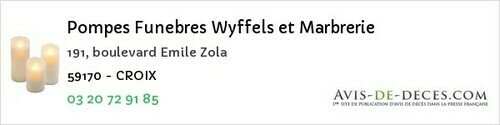 Avis de décès - Mouvaux - Pompes Funebres Wyffels et Marbrerie