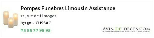 Avis de décès - Berneuil - Pompes Funebres Limousin Assistance