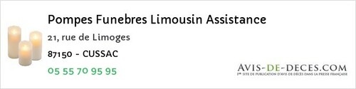 Avis de décès - Cussac - Pompes Funebres Limousin Assistance