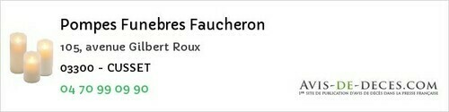 Avis de décès - Meaulne - Pompes Funebres Faucheron