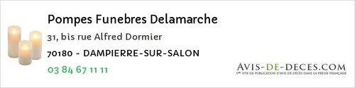 Avis de décès - Beaujeu-Saint-Vallier-Pierrejux-Et-Quitteur - Pompes Funebres Delamarche