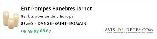 Avis de décès - Nalliers - Ent Pompes Funebres Jarnot