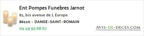 Avis de décès - Quinçay - Ent Pompes Funebres Jarnot