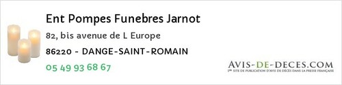 Avis de décès - Saint-Pierre-D'exideuil - Ent Pompes Funebres Jarnot