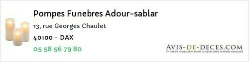 Avis de décès - Cassen - Pompes Funebres Adour-sablar