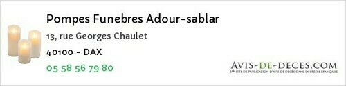 Avis de décès - Solférino - Pompes Funebres Adour-sablar