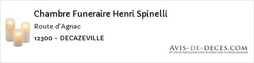 Avis de décès - Salles-Curan - Chambre Funeraire Henri Spinelli