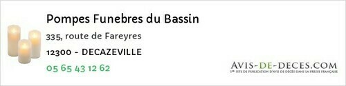 Avis de décès - Salles-Courbatiès - Pompes Funebres du Bassin