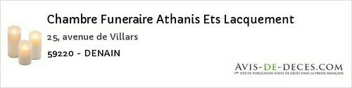 Avis de décès - Mouvaux - Chambre Funeraire Athanis Ets Lacquement