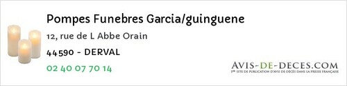 Avis de décès - Sautron - Pompes Funebres Garcia/guinguene