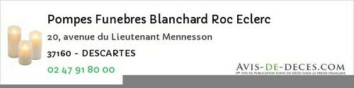 Avis de décès - Le Liège - Pompes Funebres Blanchard Roc Eclerc