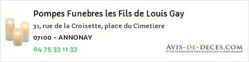 Avis de décès - Préaux - Pompes Funebres les Fils de Louis Gay