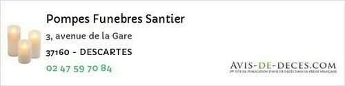 Avis de décès - Benais - Pompes Funebres Santier