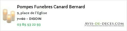 Avis de décès - La Loyère - Pompes Funebres Canard Bernard