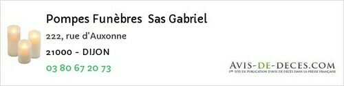 Avis de décès - Puligny-Montrachet - Pompes Funèbres Sas Gabriel