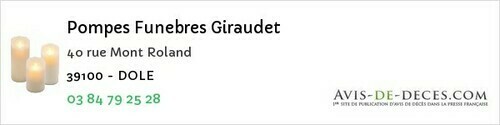 Avis de décès - Sirod - Pompes Funebres Giraudet