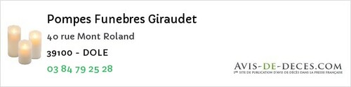 Avis de décès - Chaux-Champagny - Pompes Funebres Giraudet
