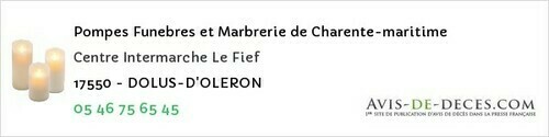 Avis de décès - Boutenac-Touvent - Pompes Funebres et Marbrerie de Charente-maritime