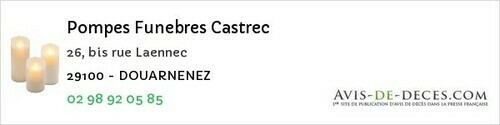 Avis de décès - Peumérit - Pompes Funebres Castrec