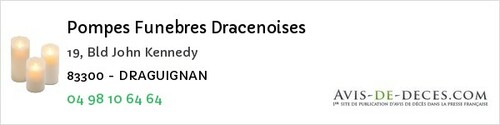 Avis de décès - Draguignan - Pompes Funebres Dracenoises
