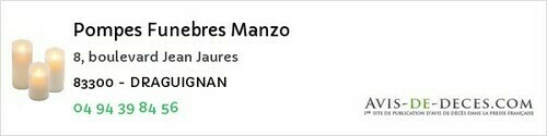 Avis de décès - Châteaudouble - Pompes Funebres Manzo