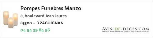 Avis de décès - Draguignan - Pompes Funebres Manzo
