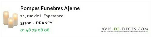 Avis de décès - Le Blanc-Mesnil - Pompes Funebres Ajeme