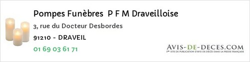 Avis de décès - Vayres-sur-Essonne - Pompes Funèbres P F M Draveilloise