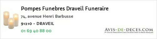 Avis de décès - Vert-le-Petit - Pompes Funebres Draveil Funeraire